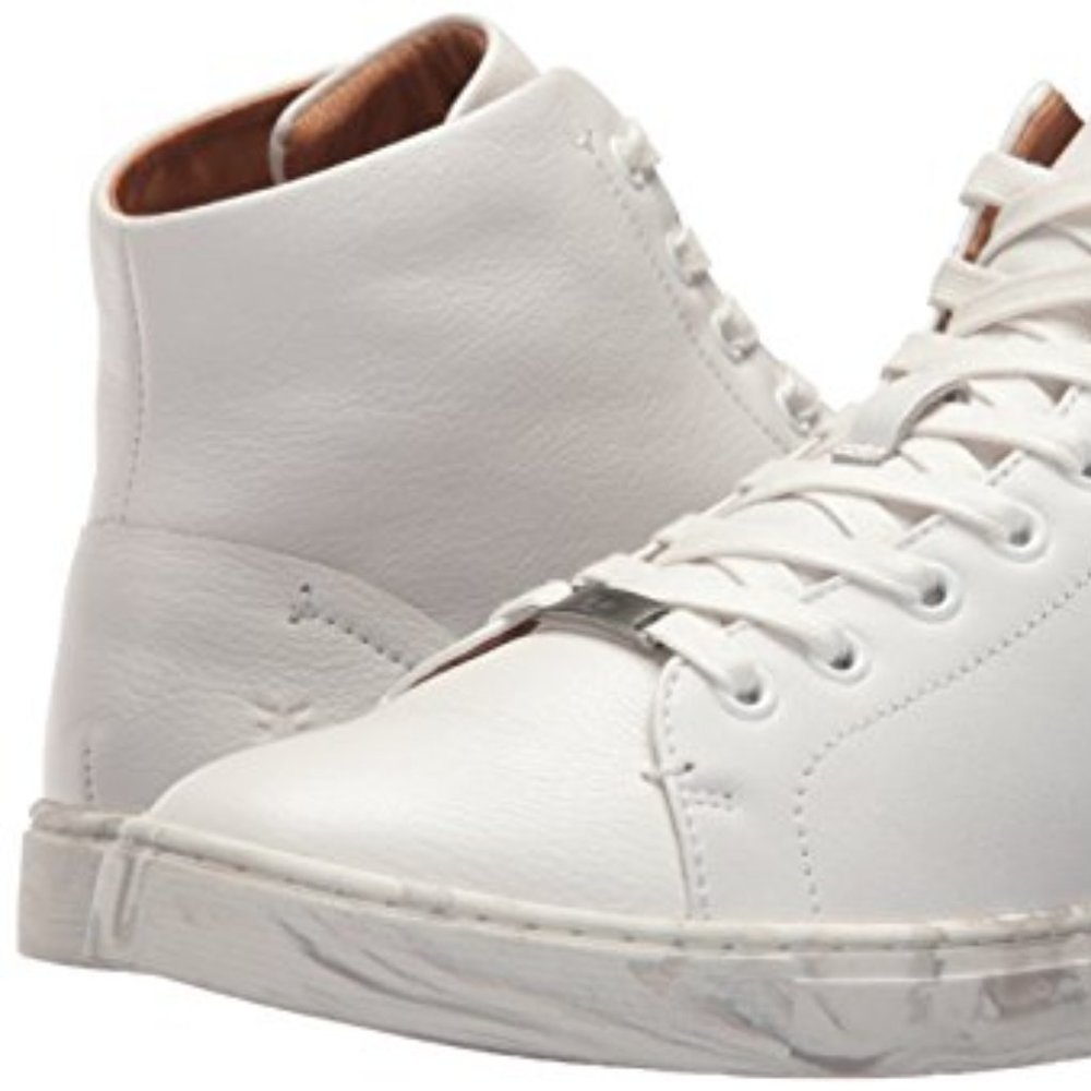 🖤🤍Frye Ivy High Top White w/ Grey MARBLE soles RARE Designer Sneakers $289 NIB